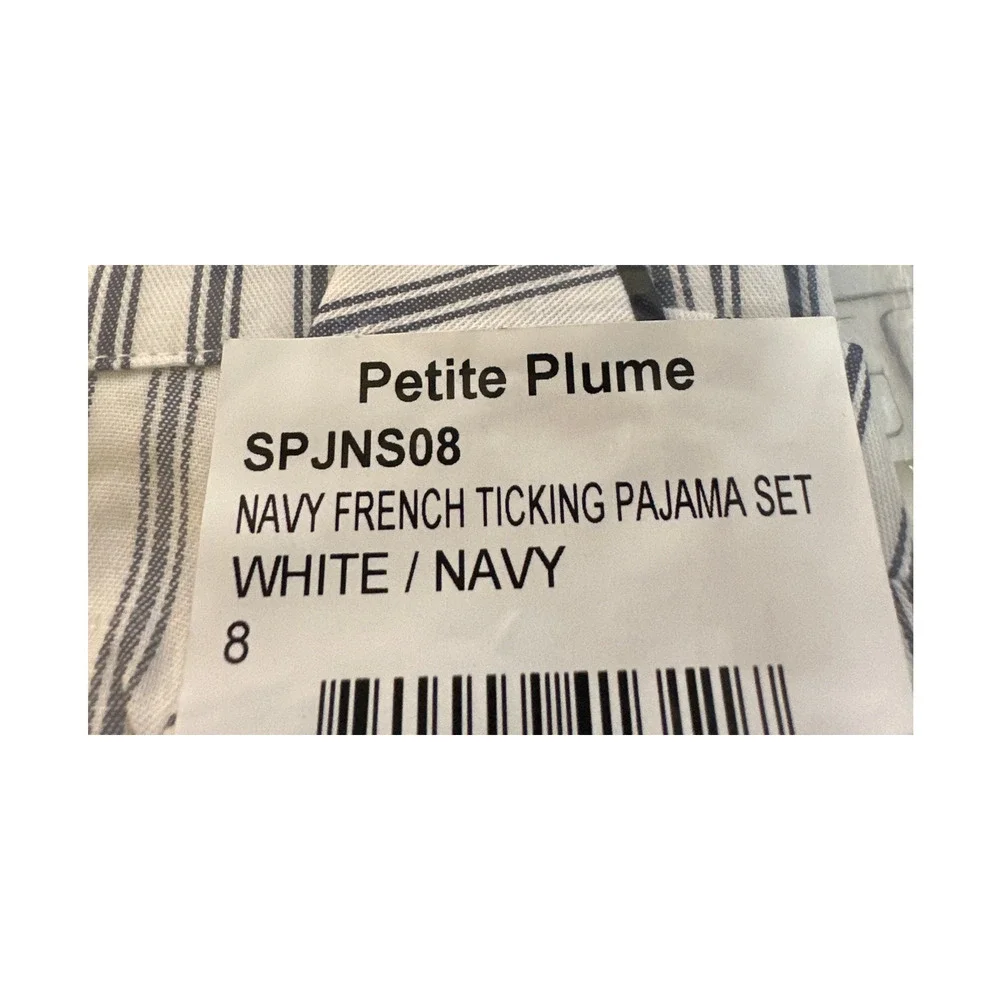 Petite Plume Kids' Ticking Stripe Pajama Set Navy French Size 8 New